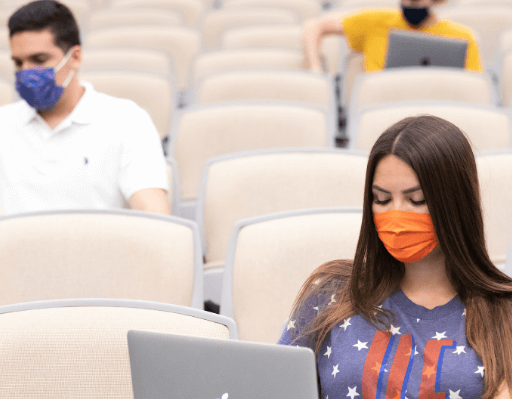 students studying in a amphitheater