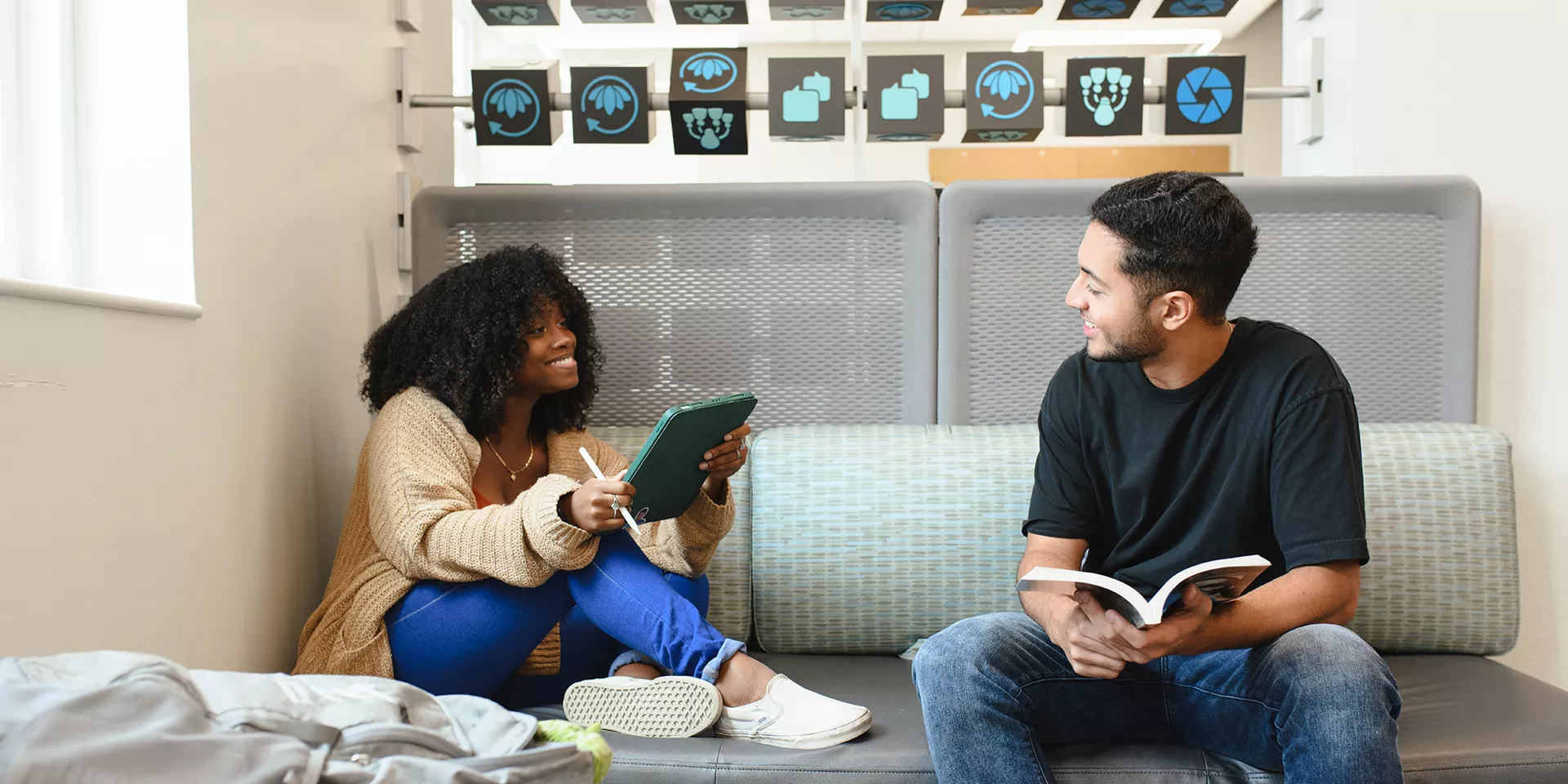 two students talking