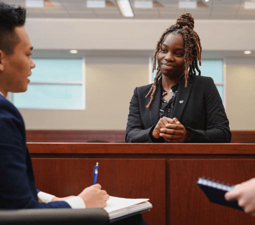 2021-06-23_Levin College of Law_1092 student talking in the classroom