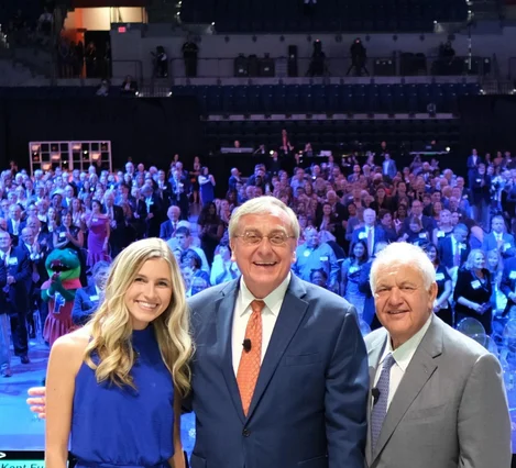 UF Student Government President Lauren Lemasters (left), UF President Kent Fuchs (middle), and Board of Trustees Chair Mori Hosseini (right)