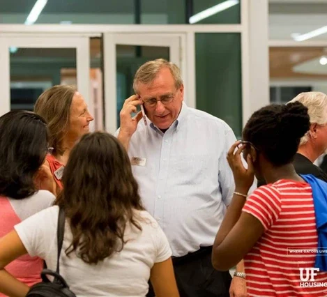 President Fuchs on a Cell Phone