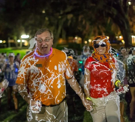 Kent and Linda Fuchs During Shaving Cream Fight