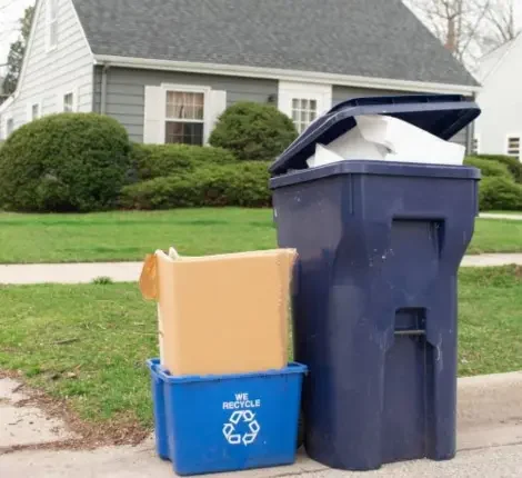 Photo of trash and recycling bins