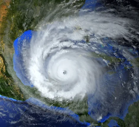 Space view of a hurricane in the Gulf Coast of the United States