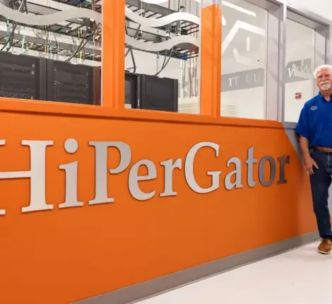 Person standing in front of HiPerGator room