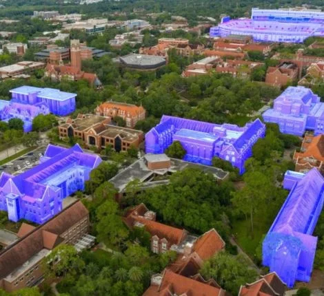 A rendering of digital twins at UF's Gainesville campus.